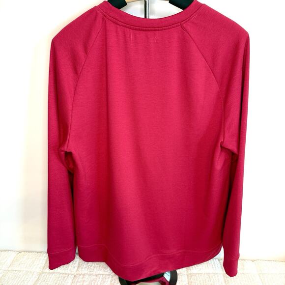 Rae Dunn Women's Medium Red Crewneck Sweatshirt Casual Outdoors Comfy Warm Soft - Picture 2 of 8